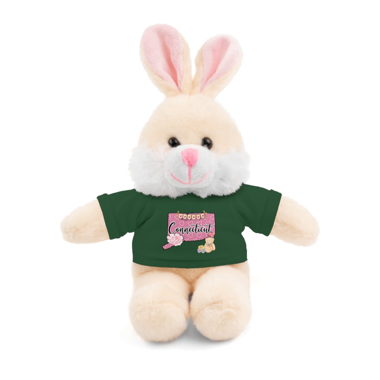 Connecticut Valentine Stuffed Animals with Tee (choose from many animals and colors)