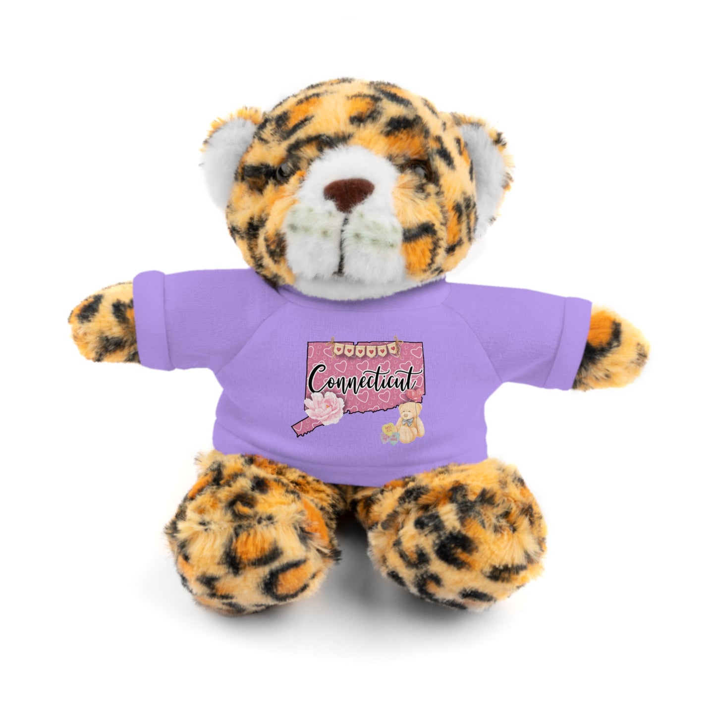 Connecticut Valentine Stuffed Animals with Tee (choose from many animals and colors)