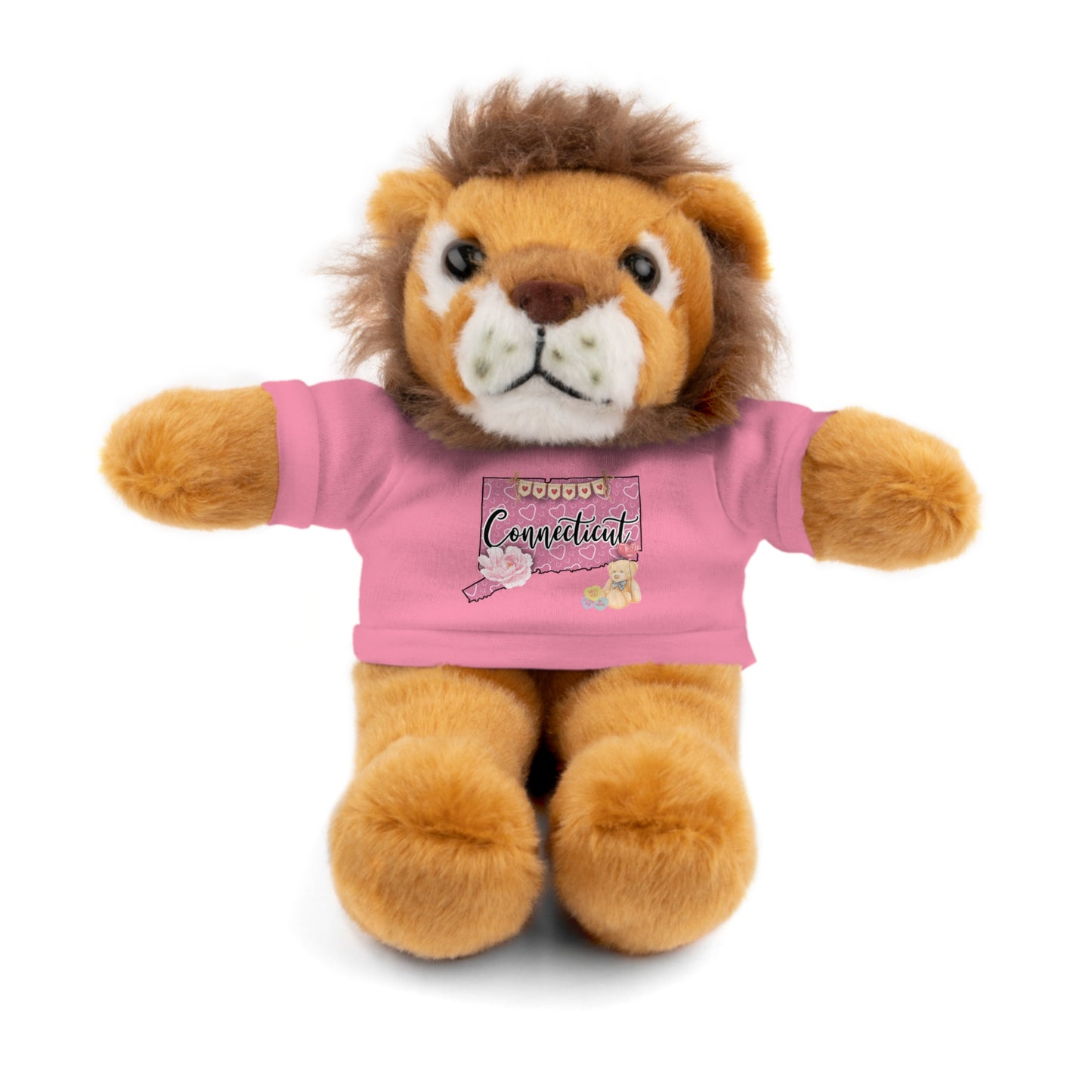 Connecticut Valentine Stuffed Animals with Tee (choose from many animals and colors)