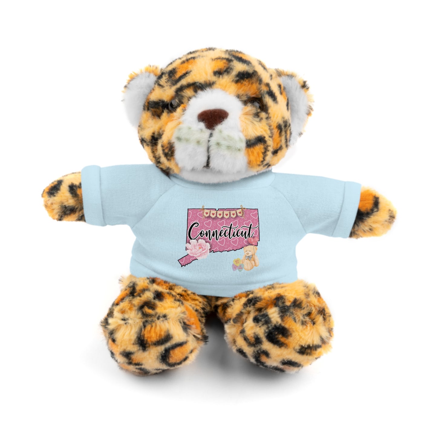 Connecticut Valentine Stuffed Animals with Tee (choose from many animals and colors)