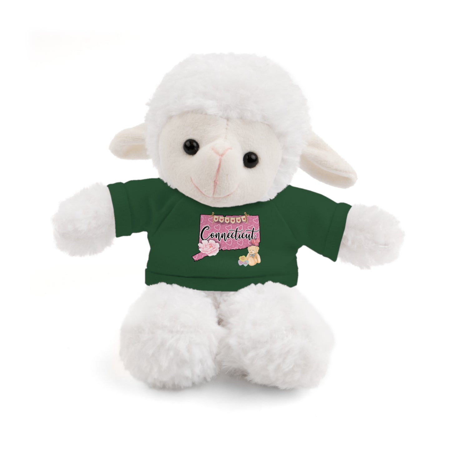 Connecticut Valentine Stuffed Animals with Tee (choose from many animals and colors)