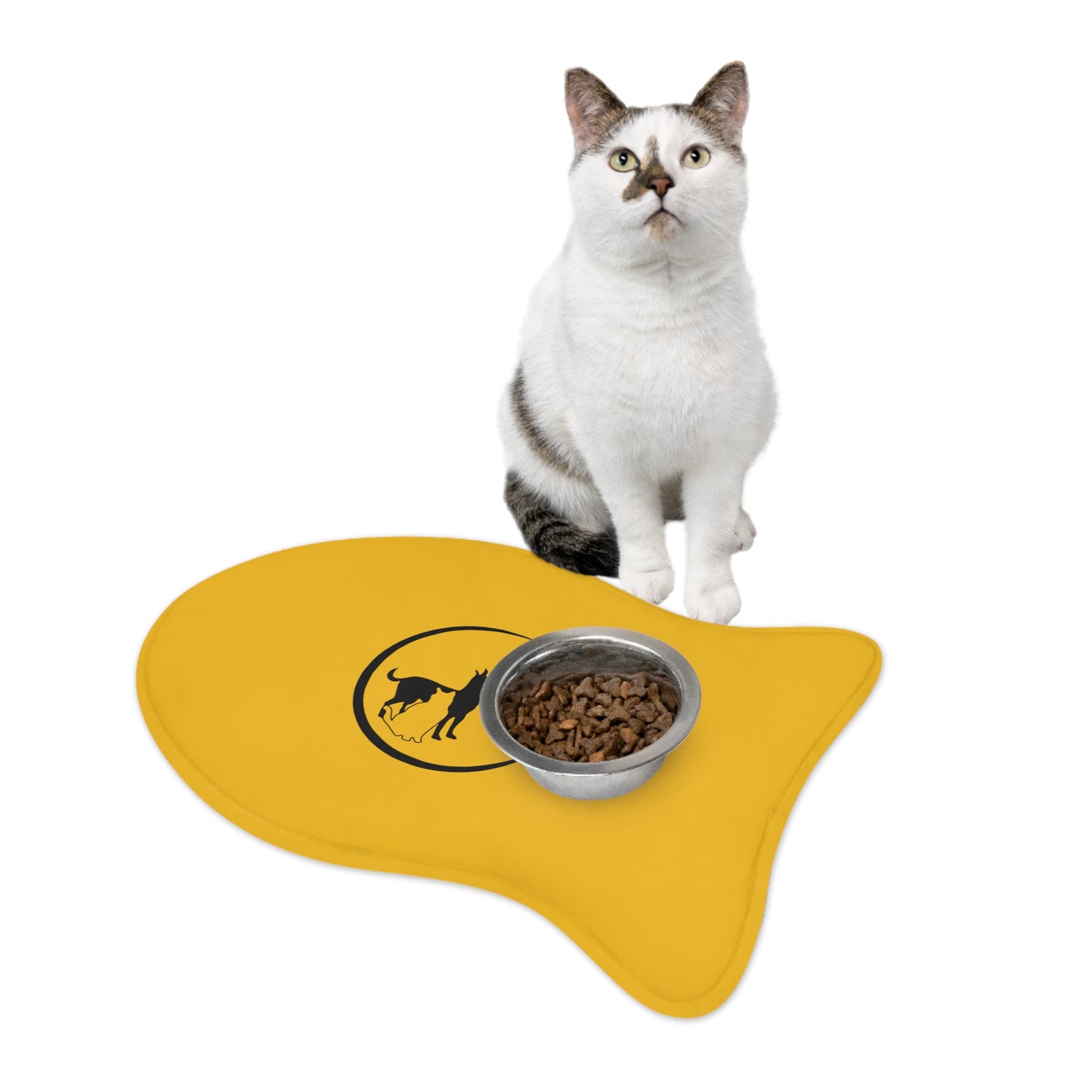 Monkey's Pack Pet Feeding Mats Bone or Fish Shape Yellow