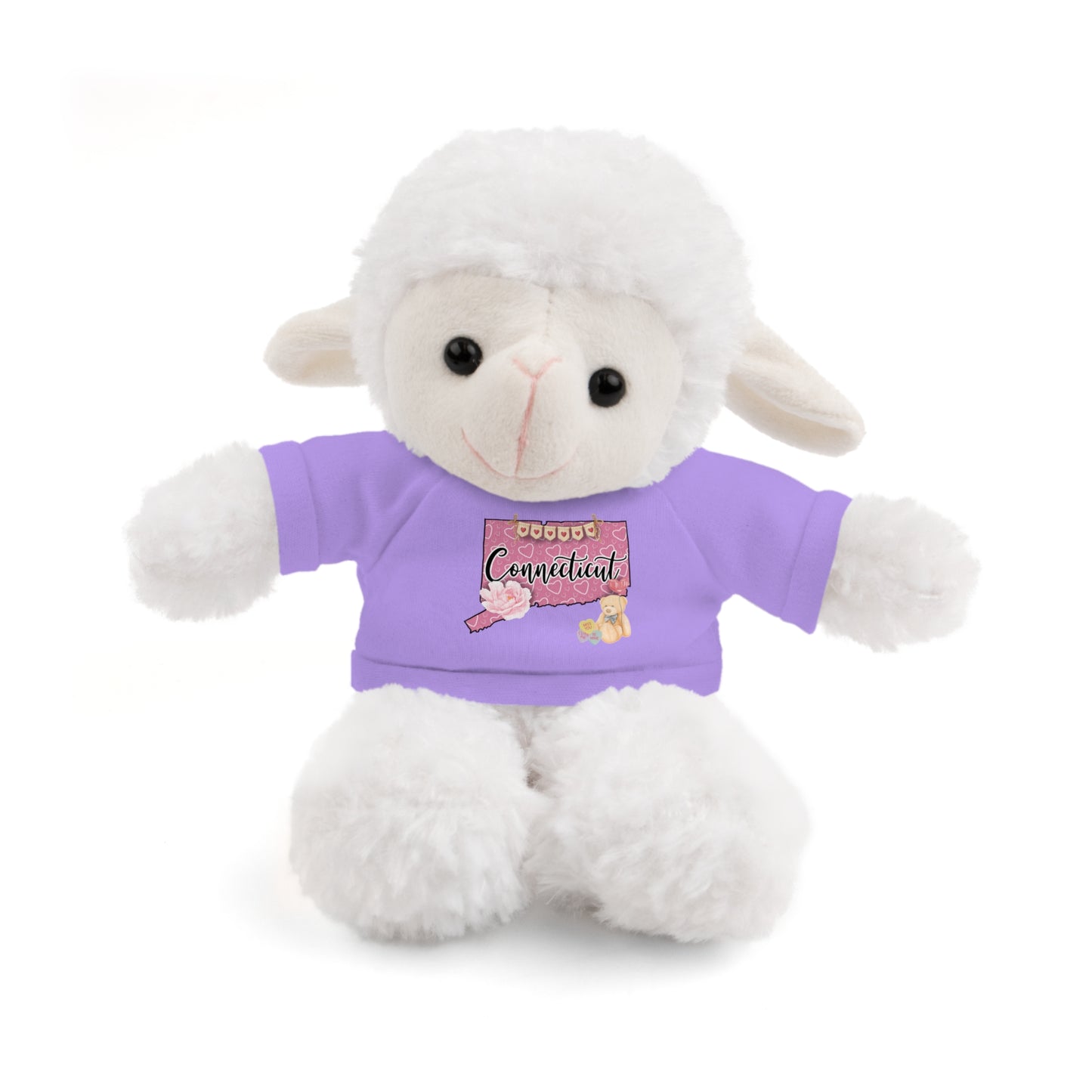 Connecticut Valentine Stuffed Animals with Tee (choose from many animals and colors)