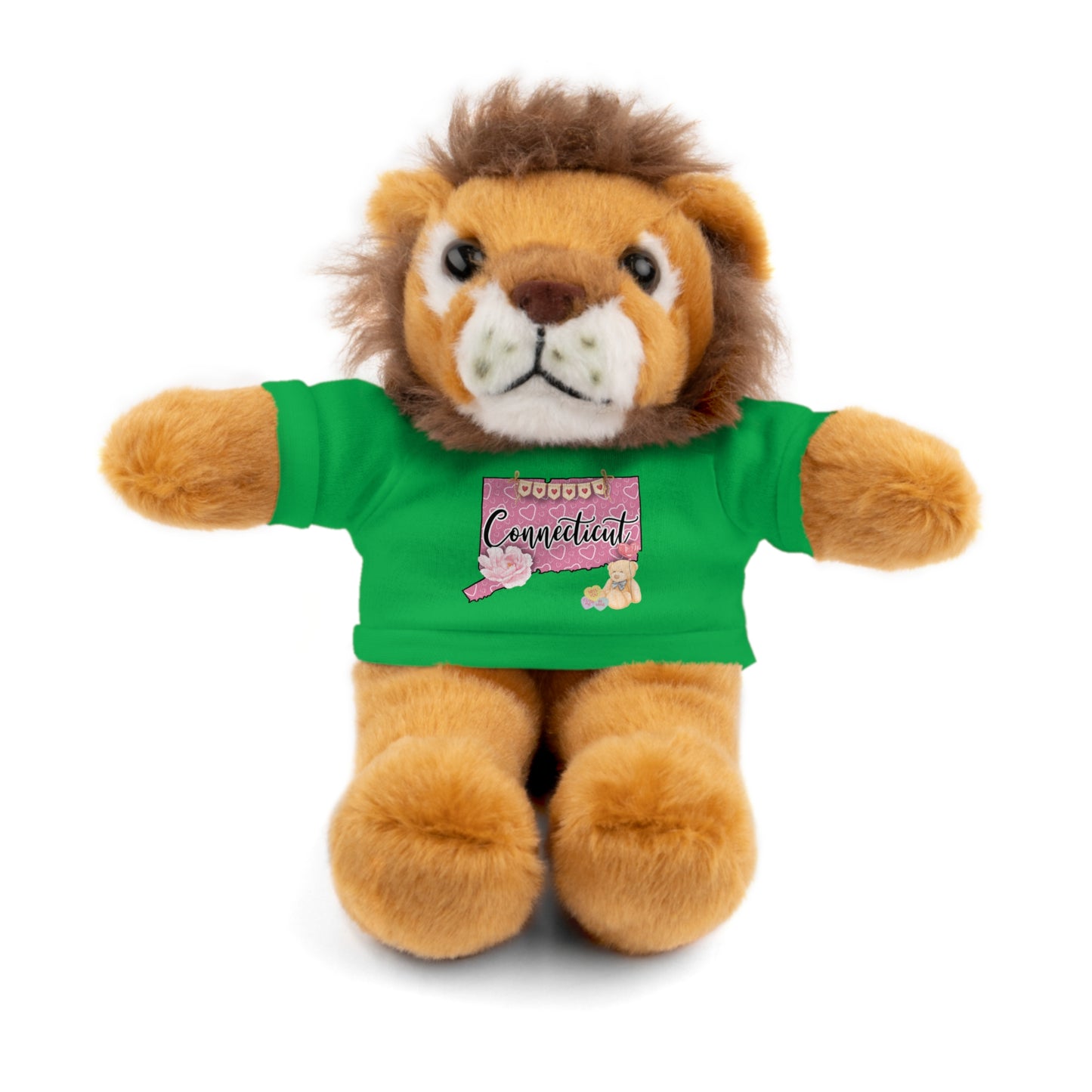 Connecticut Valentine Stuffed Animals with Tee (choose from many animals and colors)