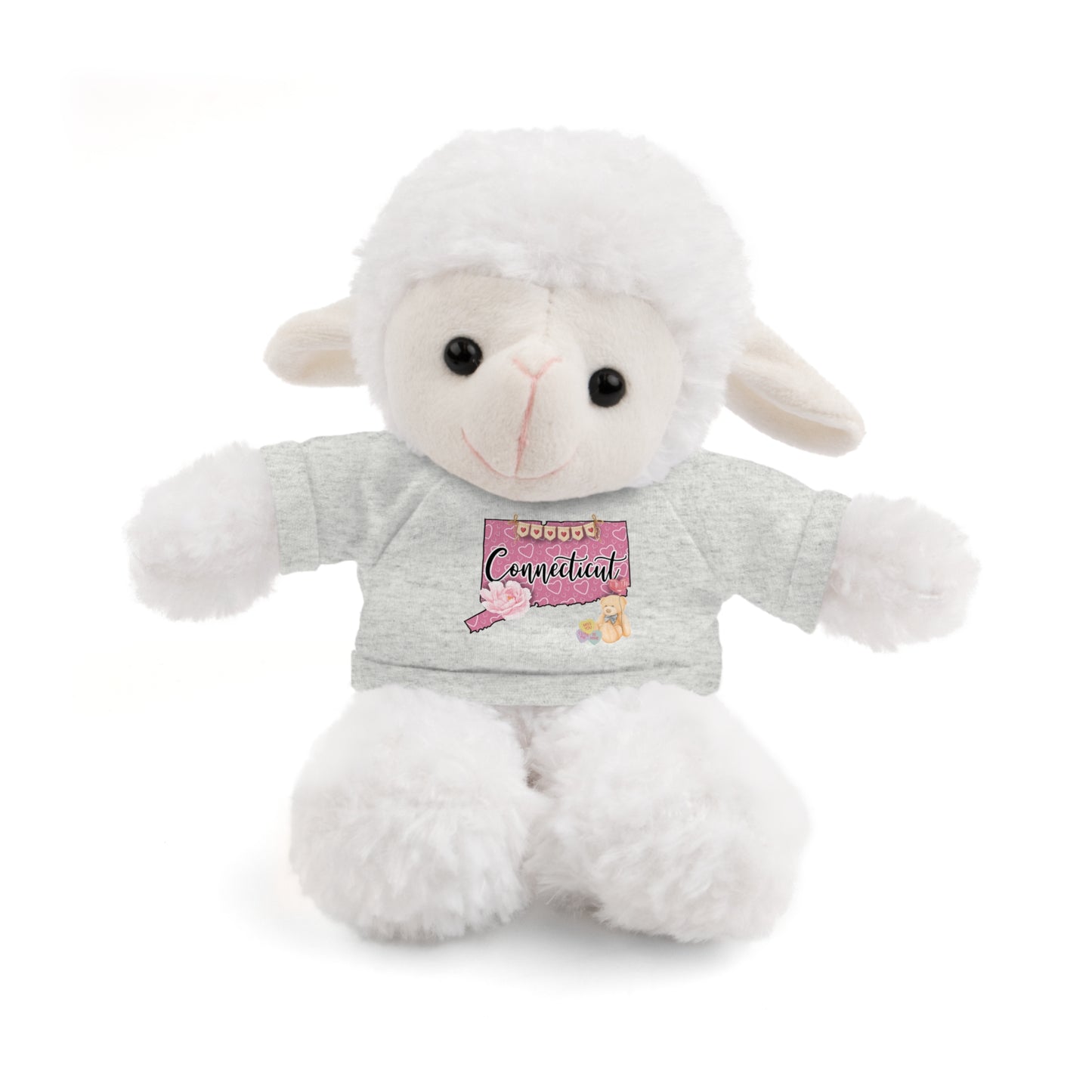 Connecticut Valentine Stuffed Animals with Tee (choose from many animals and colors)