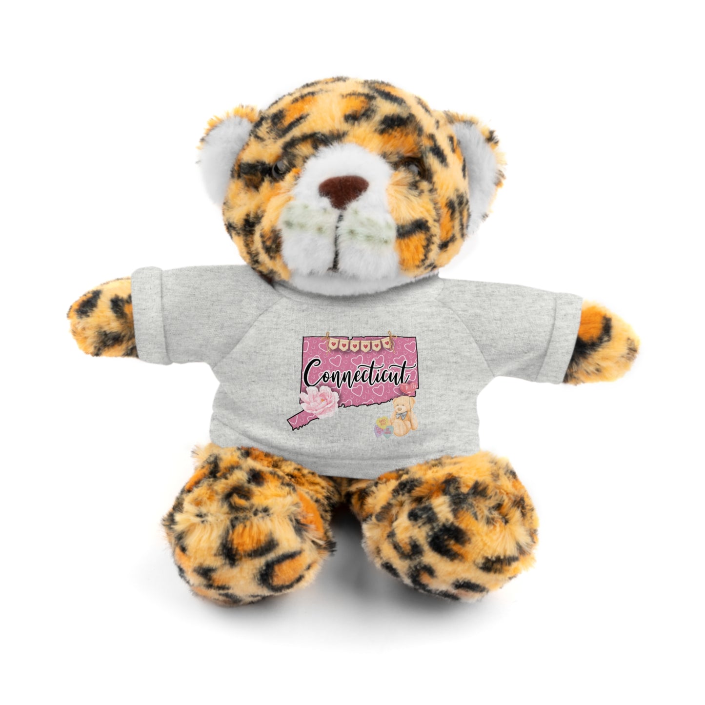 Connecticut Valentine Stuffed Animals with Tee (choose from many animals and colors)