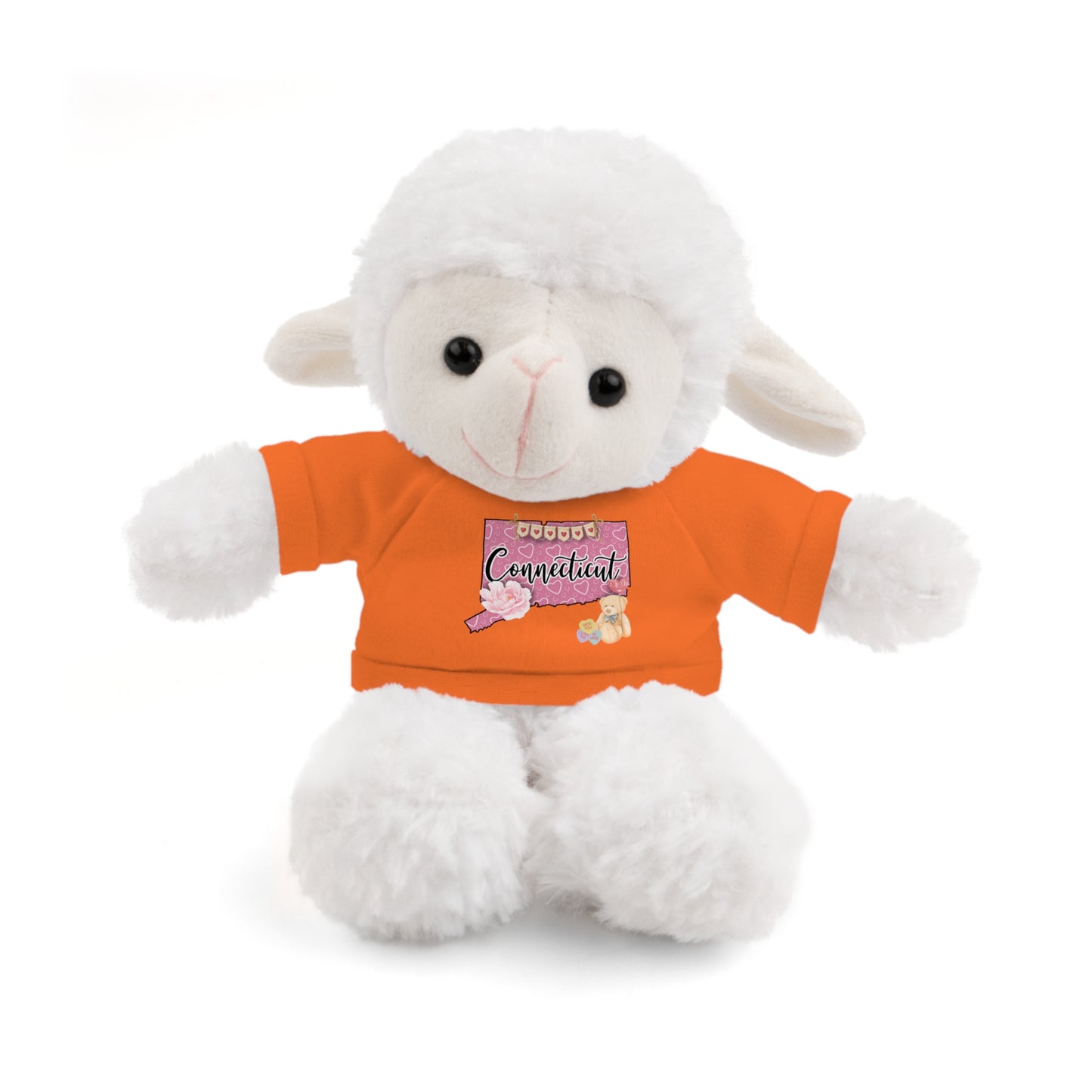 Connecticut Valentine Stuffed Animals with Tee (choose from many animals and colors)