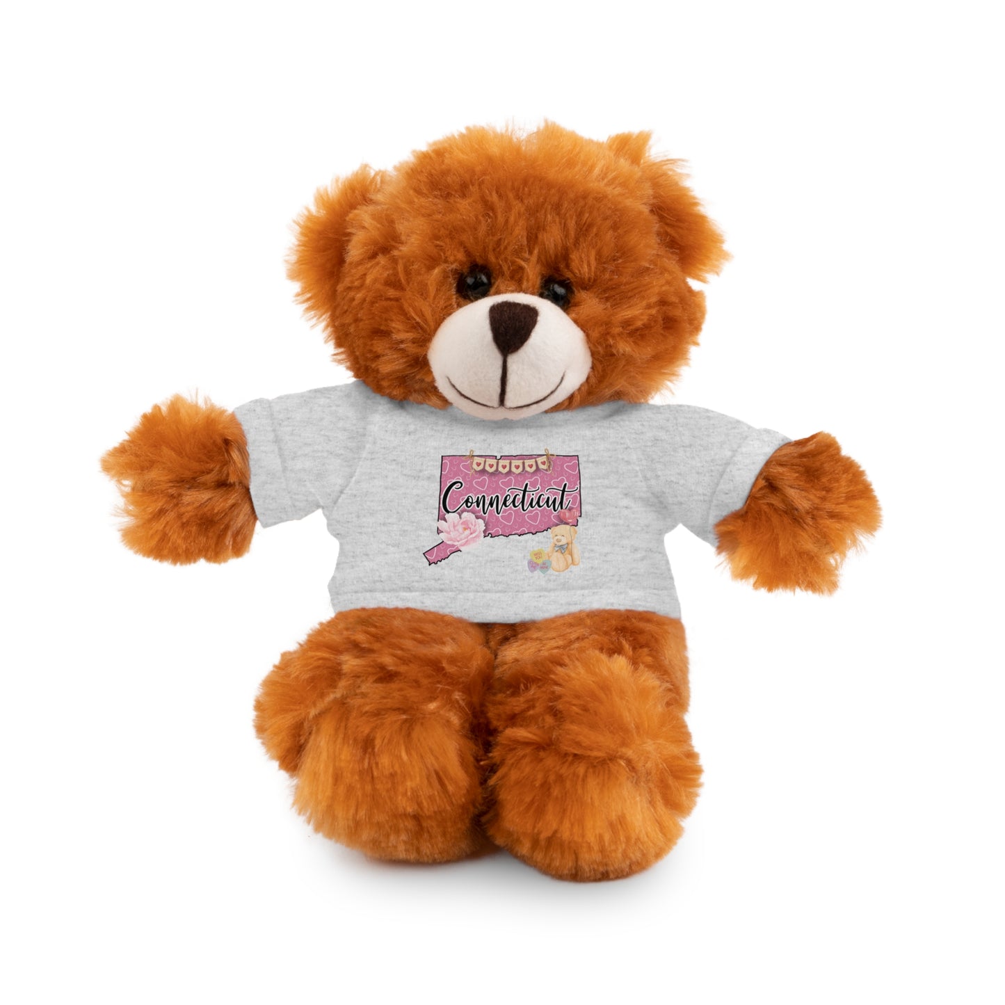 Connecticut Valentine Stuffed Animals with Tee (choose from many animals and colors)