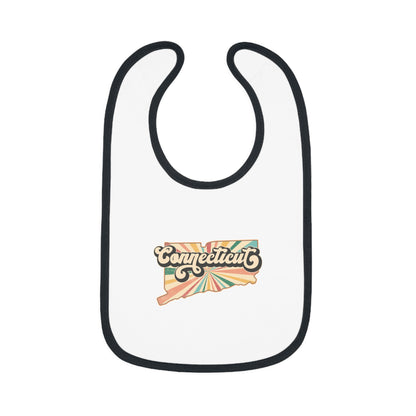 Connecticut Groovy Baby Contrast Trim Jersey Bib