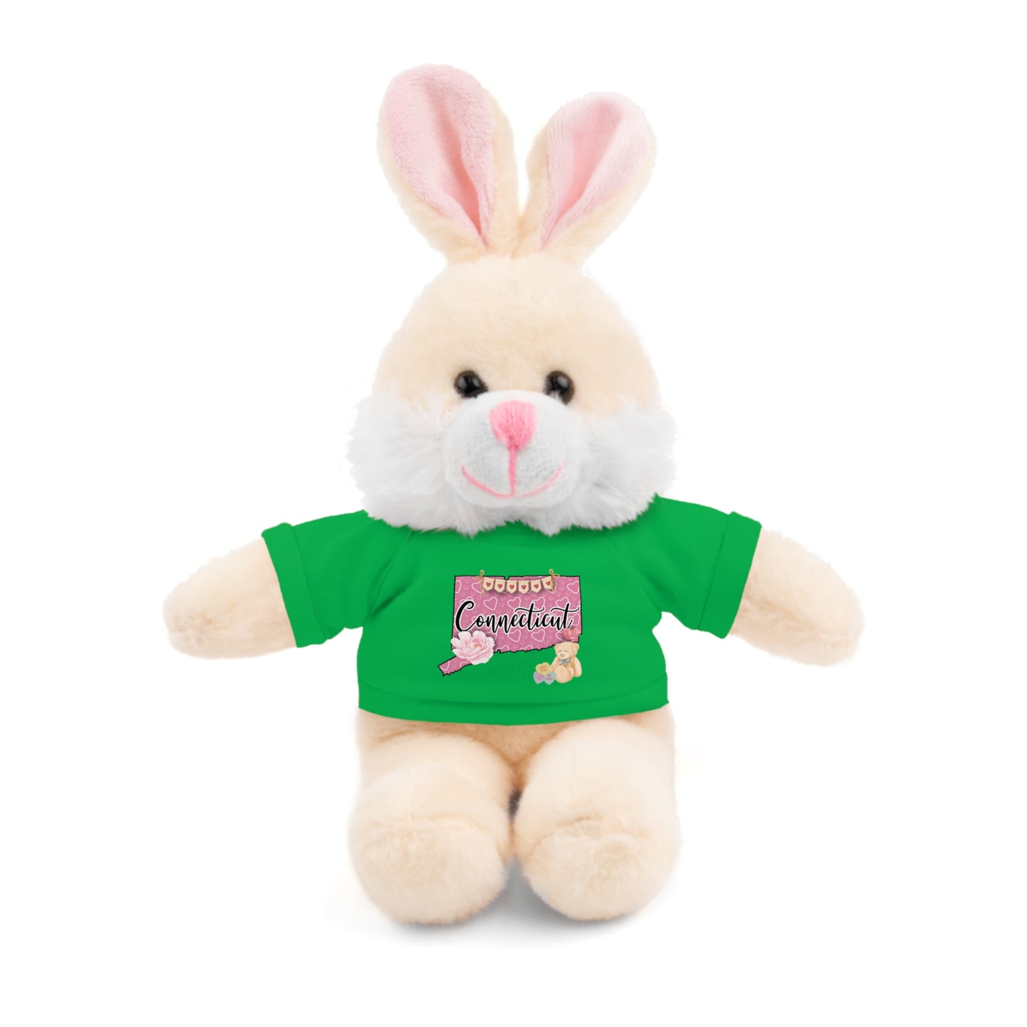 Connecticut Valentine Stuffed Animals with Tee (choose from many animals and colors)