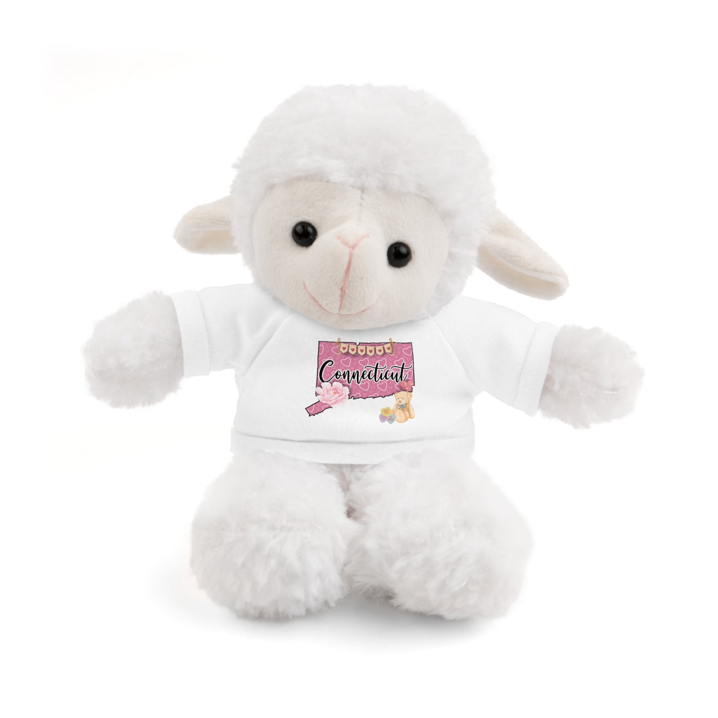 Connecticut Valentine Stuffed Animals with Tee (choose from many animals and colors)