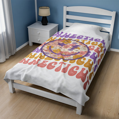 Smiley Connecticut Velveteen Plush Blanket