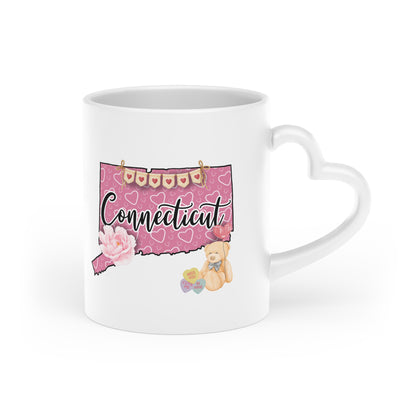 Connecticut Valentine Heart-Shaped Mug