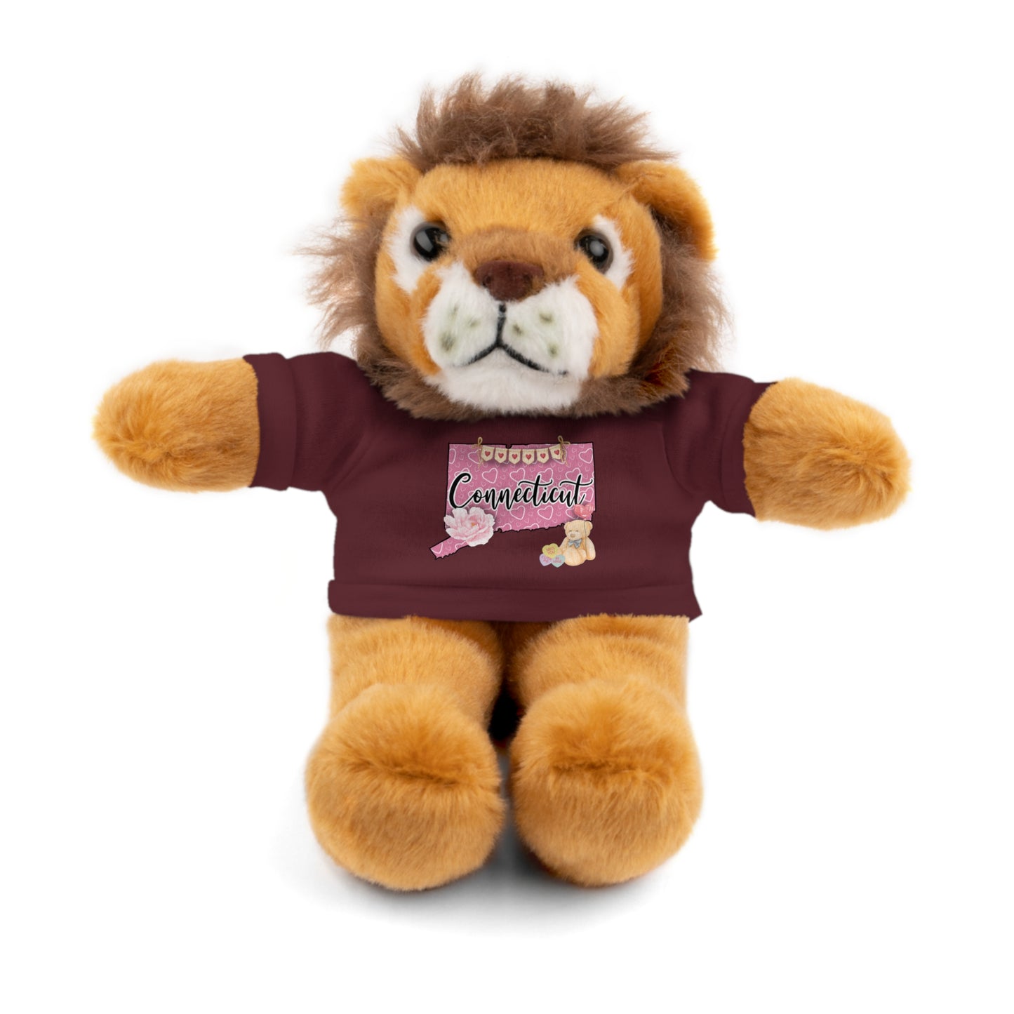 Connecticut Valentine Stuffed Animals with Tee (choose from many animals and colors)