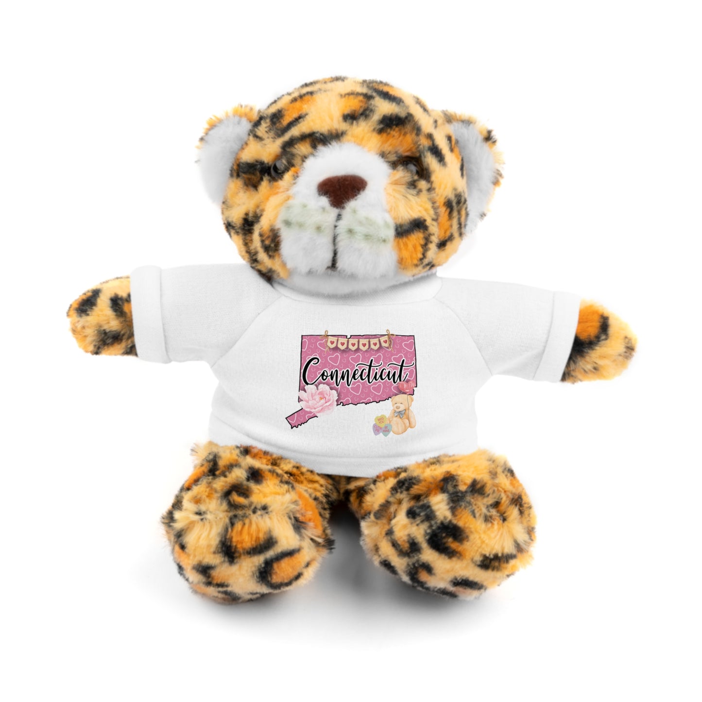 Connecticut Valentine Stuffed Animals with Tee (choose from many animals and colors)