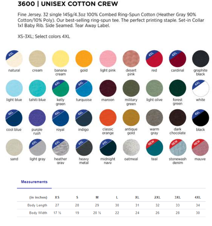 Custom Order UNISEX tees and sweatshirt variety of brands and styles