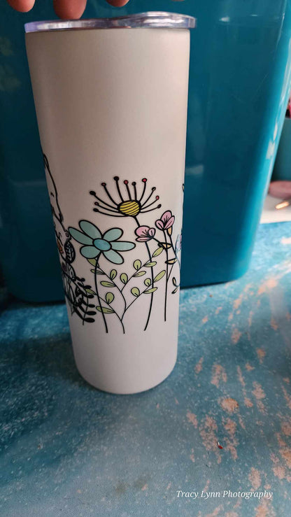 20 Oz Skinny Tall Tumbler and metal Straw - Mama Bear