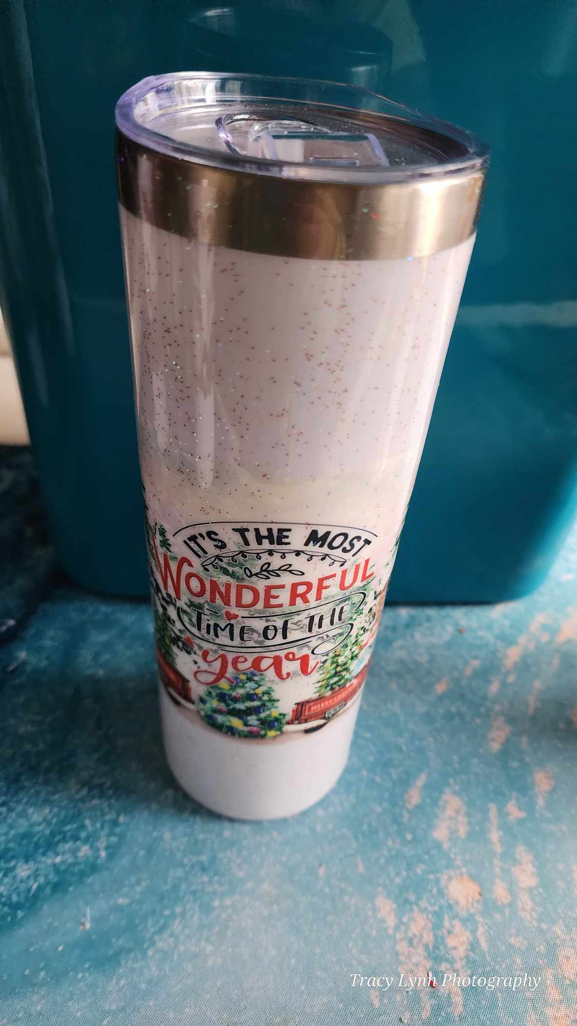 20 Oz Skinny Tall Tumbler and metal Straw - The Most Wonderful Time of the Year