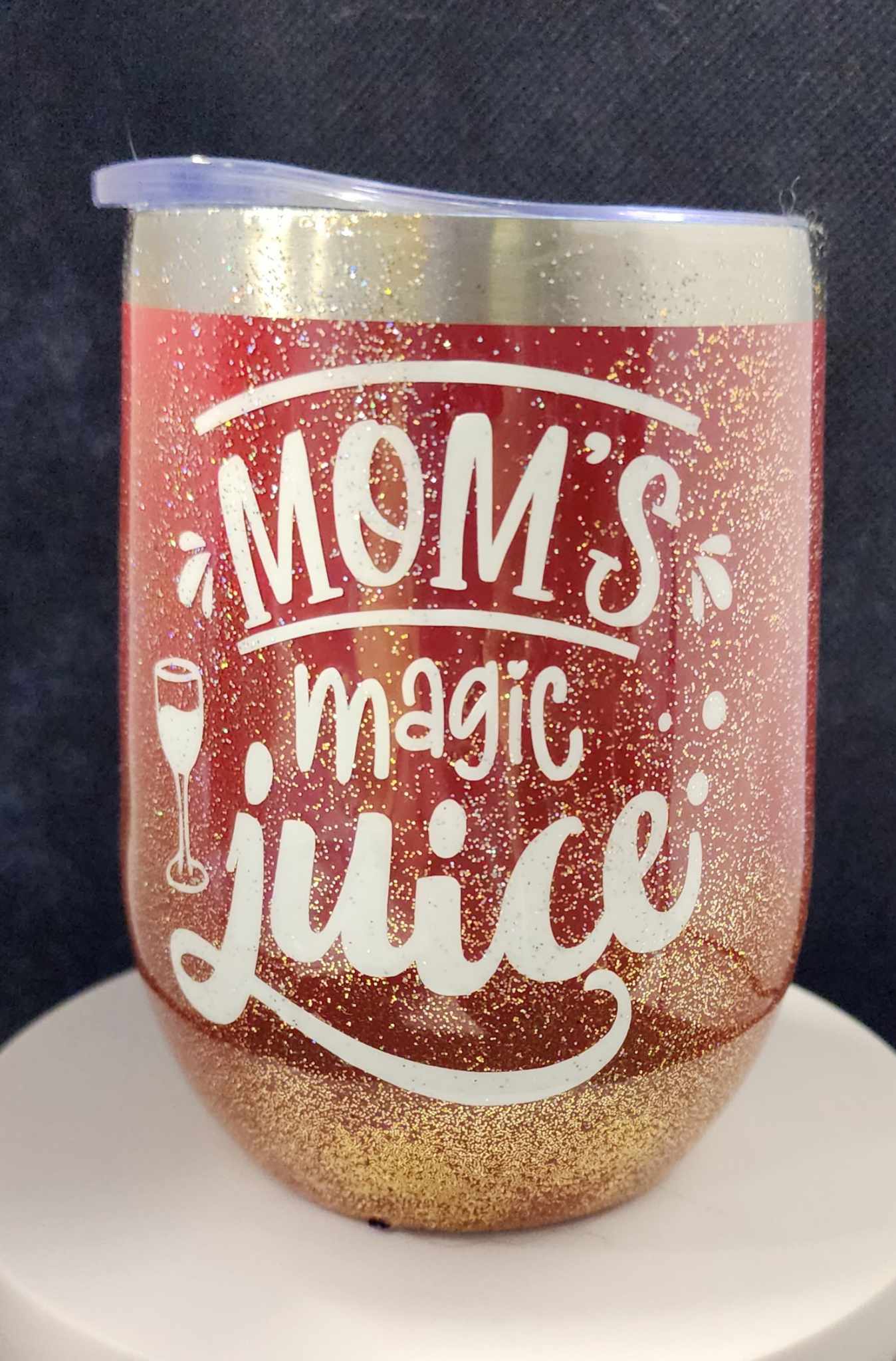 12 oz Wine Tumbler and metal Straw - Moms Magic Juice