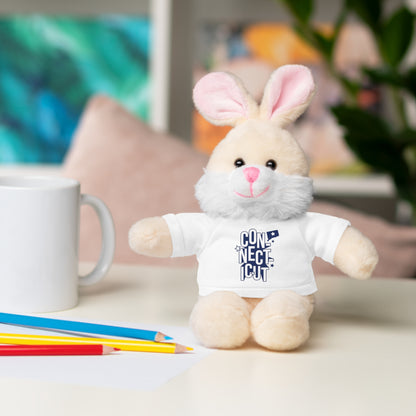 Connecticut Blue Lettering Stuffed Animals with Tee (multiple animals and colors)