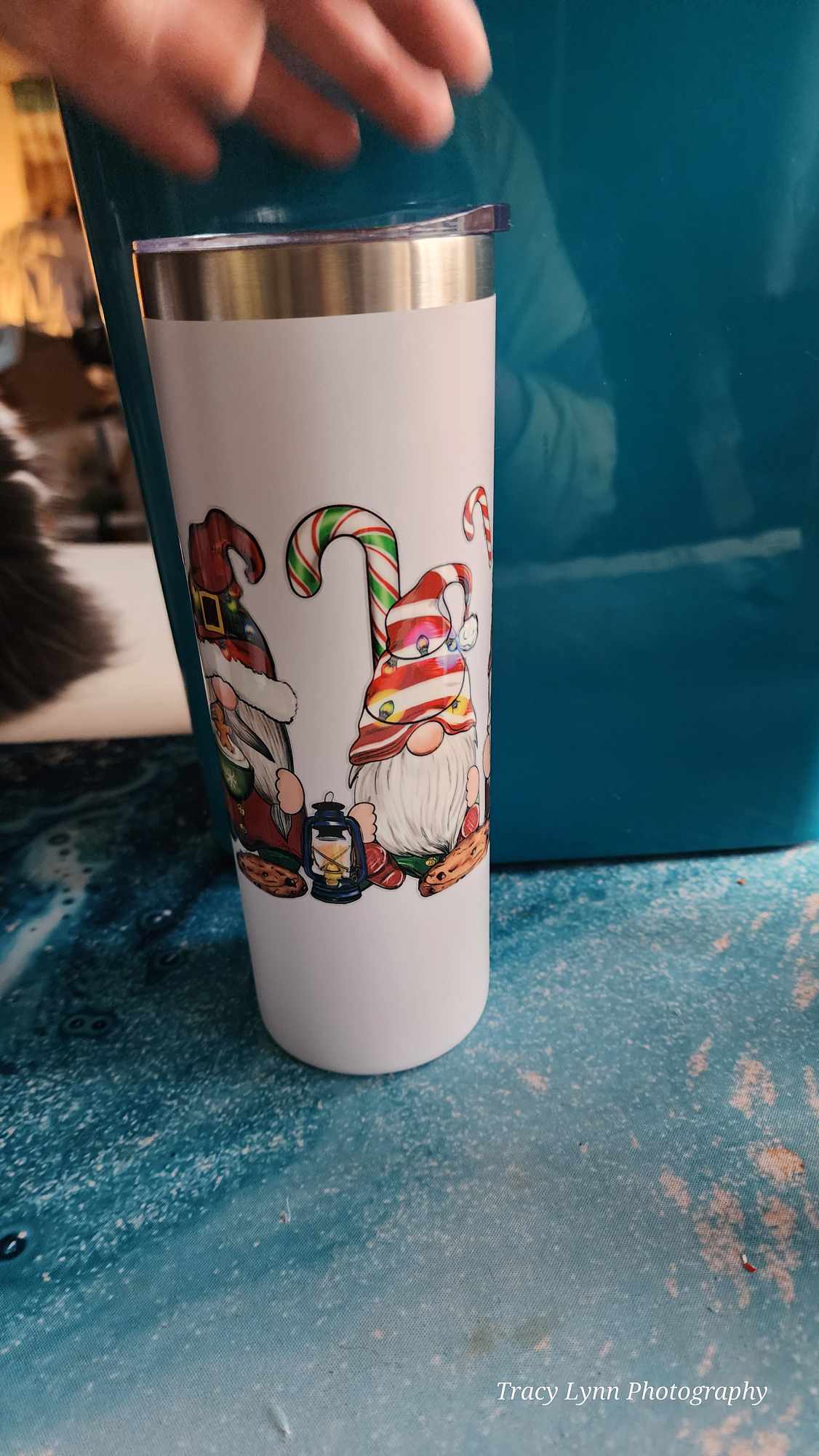 20 Oz Skinny Tall Tumbler and metal Straw - Snow Gnomes