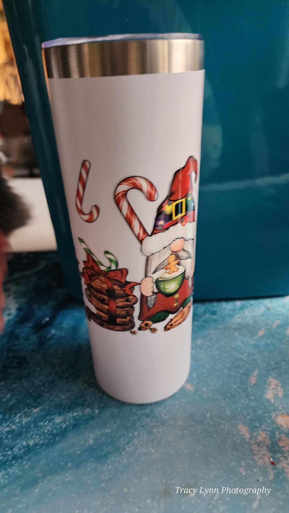 20 Oz Skinny Tall Tumbler and metal Straw - Snow Gnomes