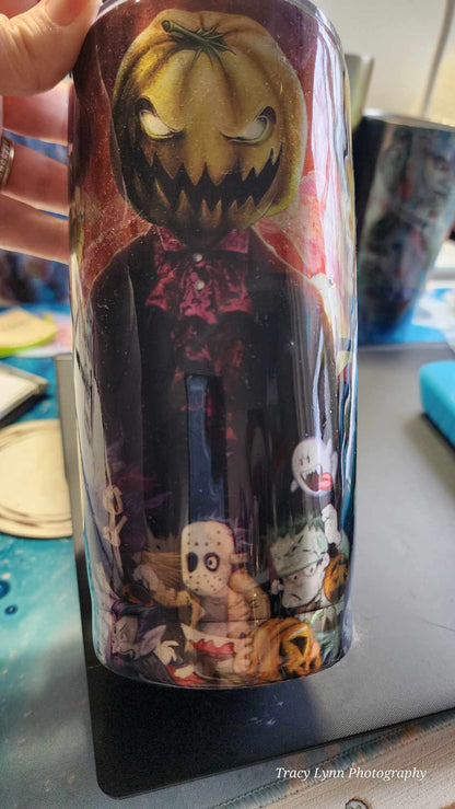 20 Oz Epoxy Tumbler and metal Straw - Halloweeen