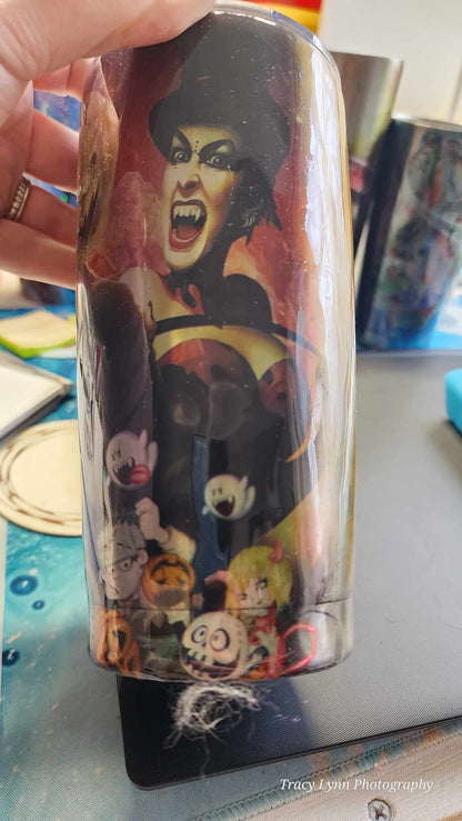 20 Oz Epoxy Tumbler and metal Straw - Halloweeen