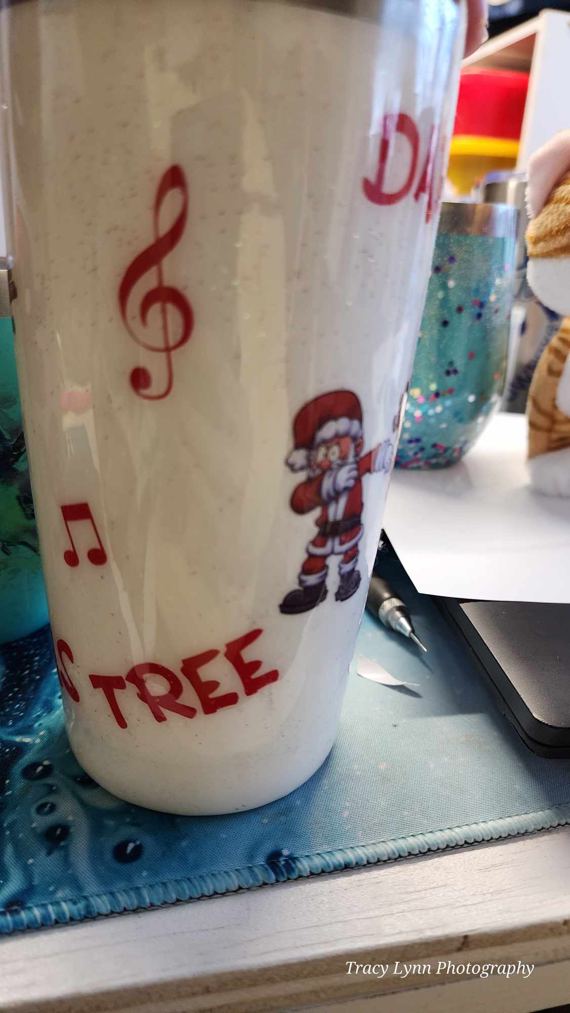 20 Oz Epoxy Tumbler and metal Straw - Dabbing Around the Christmas Tree