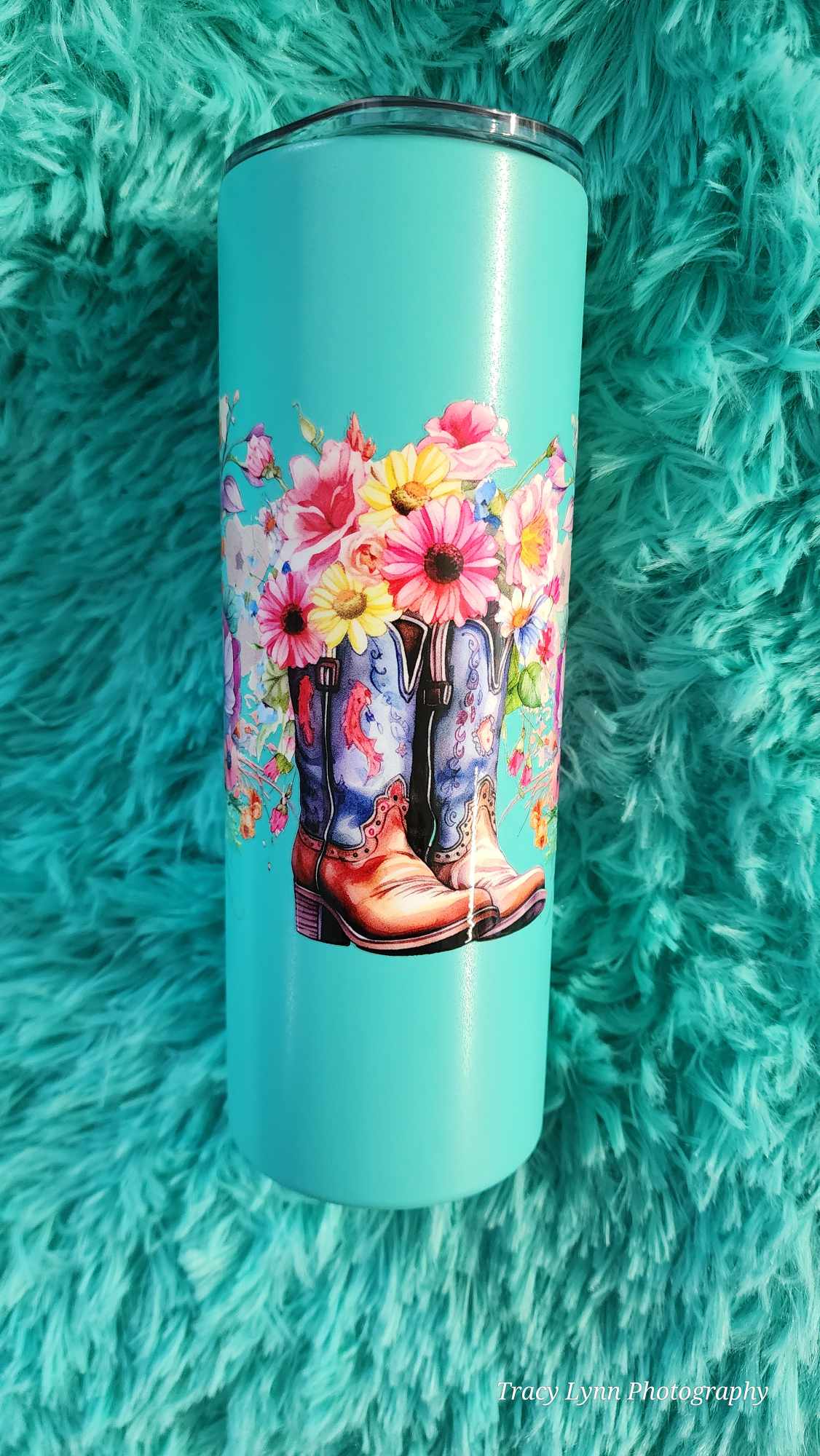 20 Oz Skinny Tall Tumbler and metal Straw - Country Boots