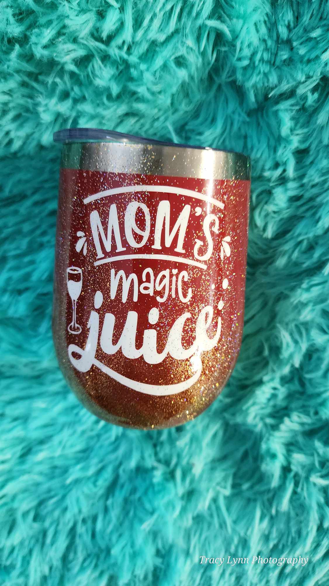 12 oz Wine Tumbler and metal Straw - Moms Magic Juice
