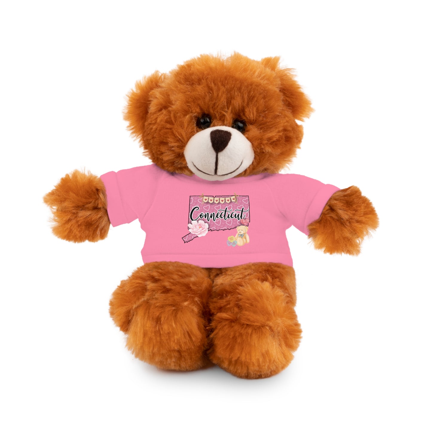 Connecticut Valentine Stuffed Animals with Tee (choose from many animals and colors)