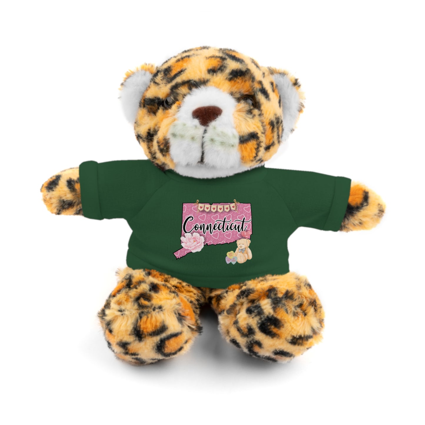 Connecticut Valentine Stuffed Animals with Tee (choose from many animals and colors)