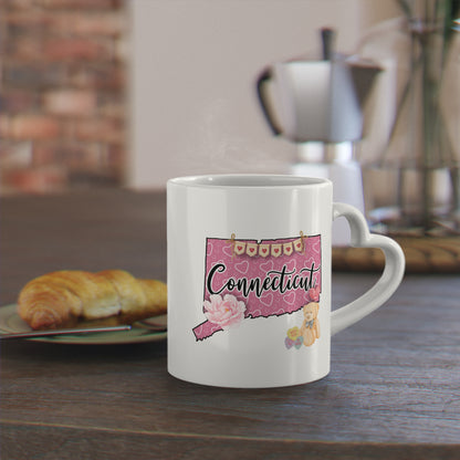 Connecticut Valentine Heart-Shaped Mug