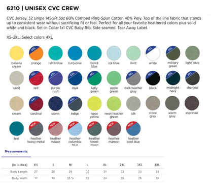Custom Order UNISEX tees and sweatshirt variety of brands and styles