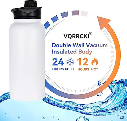 Raisin' the VIBE Insulated Epoxy Sealed 32 Oz Water Bottle with Straw Lid & Wide Mouth Lids