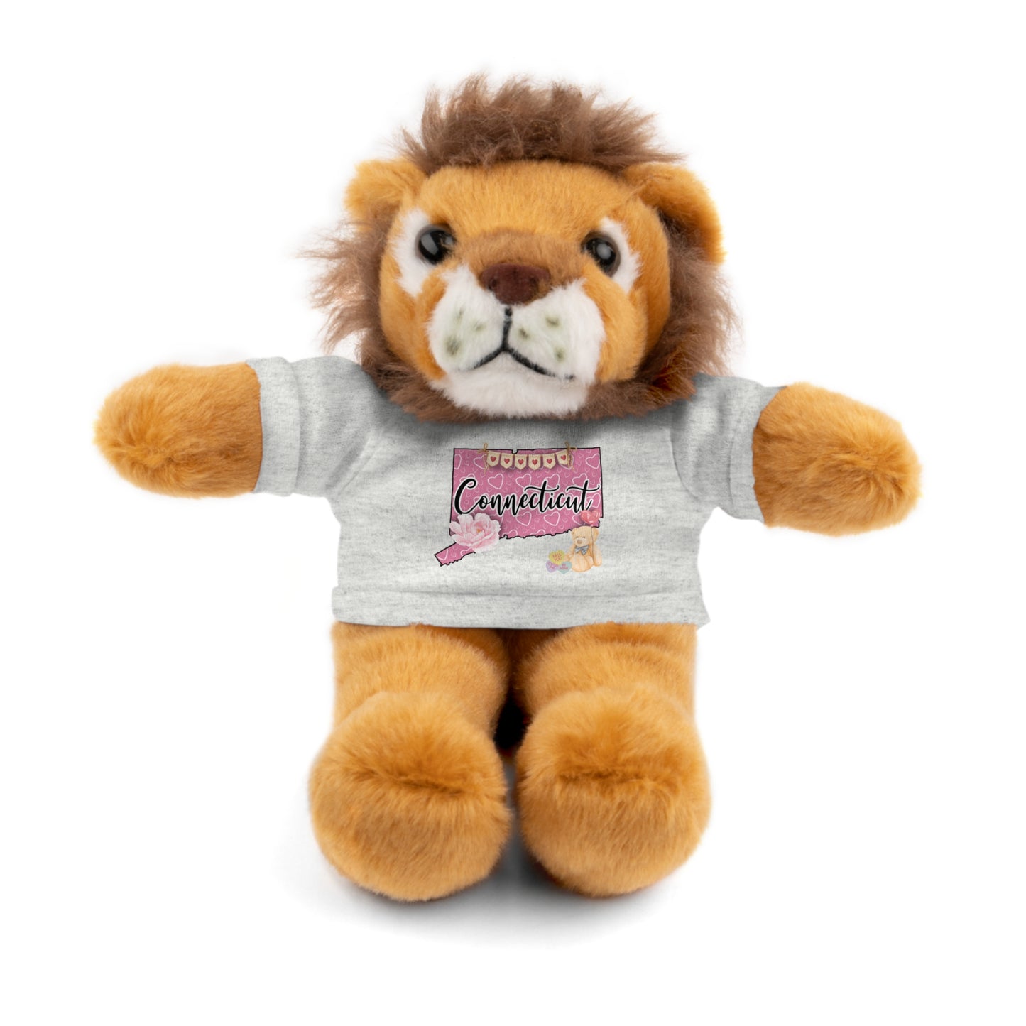 Connecticut Valentine Stuffed Animals with Tee (choose from many animals and colors)