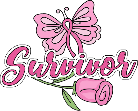 Pink Ribbon Survivor Butterfly Adult Tshirt