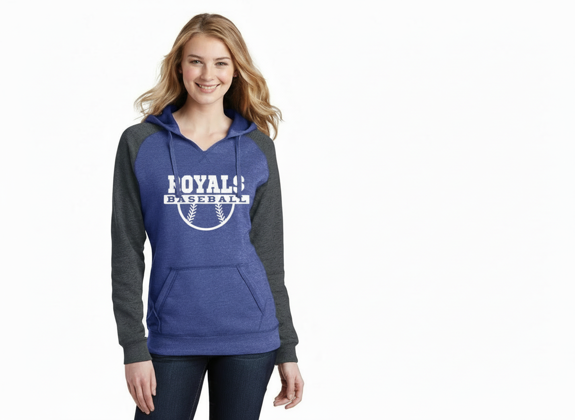 Royals Baseball/Softball Customizable Hoodie Womens Cut Raglan District