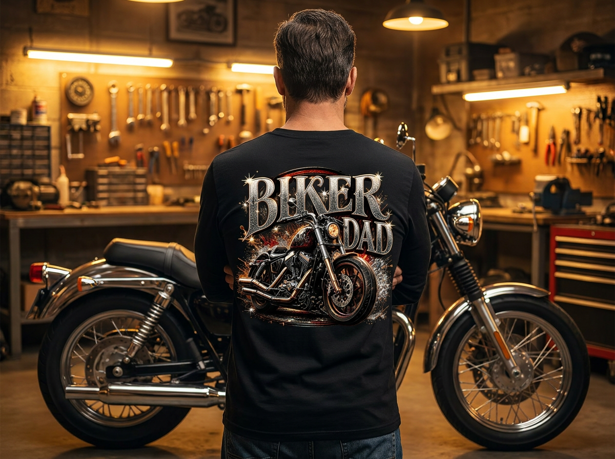 Biker Dad - Short or Long Sleeve Ultra Cotton Gildan Tshirts 100% Preshrunk Cotton