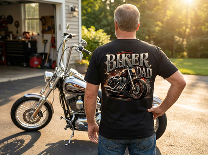 Biker Dad - Short or Long Sleeve Ultra Cotton Gildan Tshirts 100% Preshrunk Cotton
