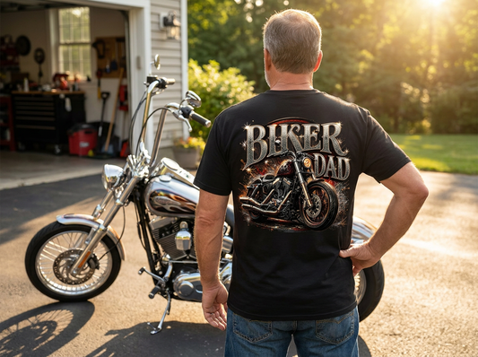 Biker Dad - Short or Long Sleeve Ultra Cotton Gildan Tshirts 100% Preshrunk Cotton