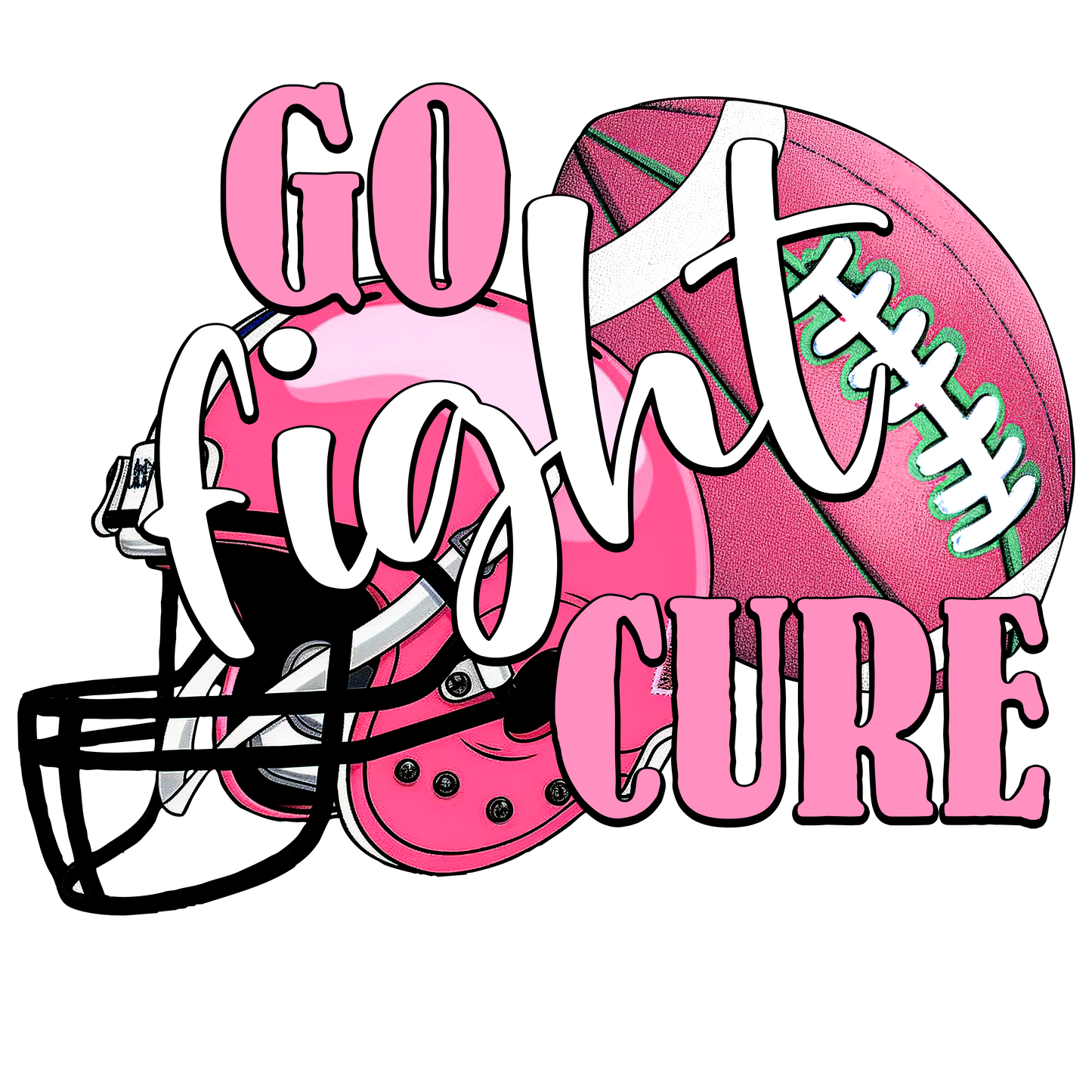 Breast Cancer - Go Fight Cure Football Youth and Adult Sizes Softstyle Tee