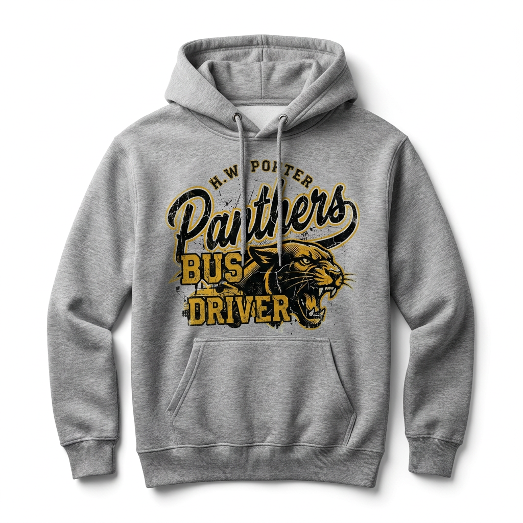 H.W. Porter Grunge BUS DRIVER Adult Gildan Heavy 50/50 Blend Hooded Sweatshirt- Custom Personalization!