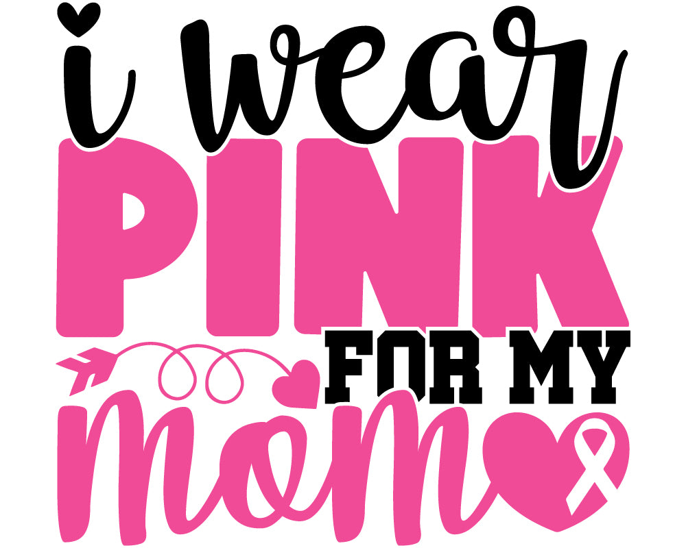 Breast Cancer -  I Wear Pink for My Mom  heart Youth and Adult Sizes Softstyle Tee
