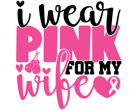 Breast Cancer -  I Wear Pink for my wife heart Youth and Adult Sizes Softstyle Tee