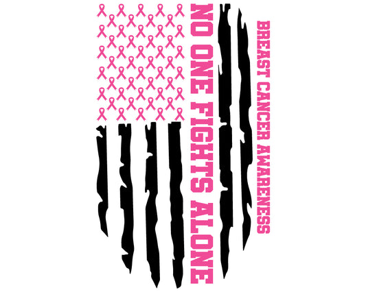 Breast Cancer -  Flag No One Fights Alone Youth and Adult Sizes Softstyle Tee