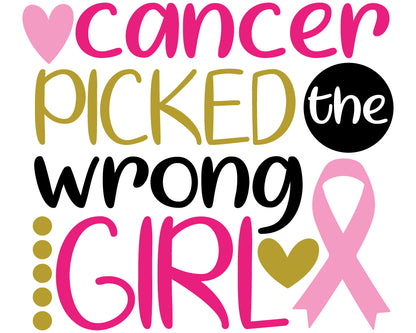 Breast Cancer -  Cancer Picked the Wrong Girl 2 Youth and Adult Sizes Softstyle Tee