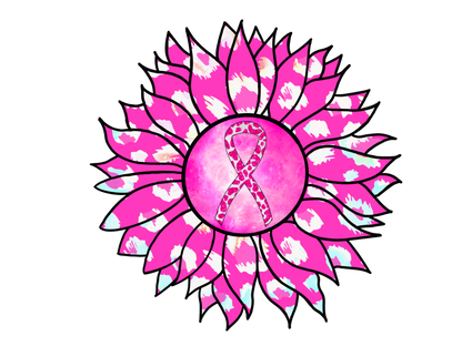 Pink Ribbon Sunflower Cheetah Adult Tshirt