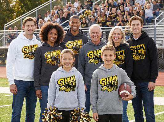 RYFC New! RHAM RAM Customizable Gildan Adult and Youth Hooded Sweatshirt (or upgrade to softstyle)